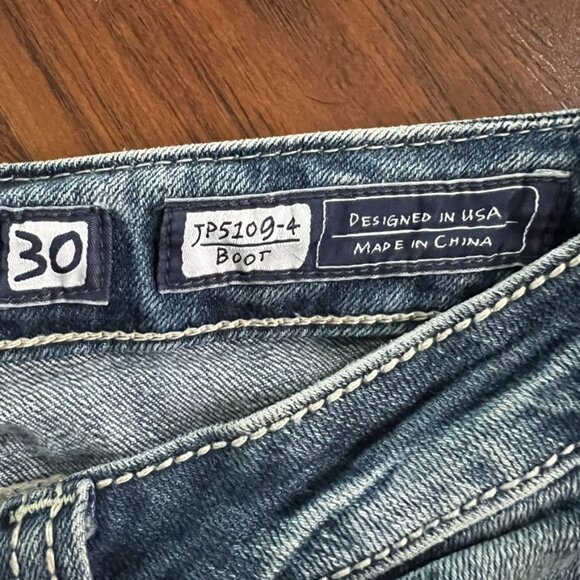 Miss Me Jeans Womens 30 Fleur de Lis Embellished Bootcut Distressed Denim - Picture 9 of 11